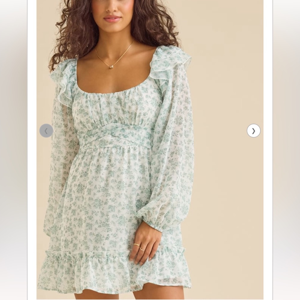 NWT Altar'd State Floral Ruffle Long Sleeve Romantic Mini Dress (Size Small)